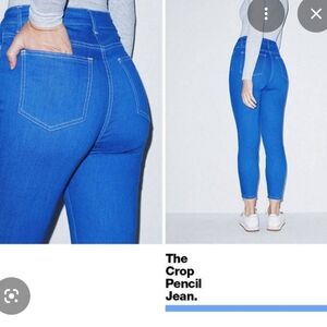 American Apparel Pencil Crop Jeans Bright Blue